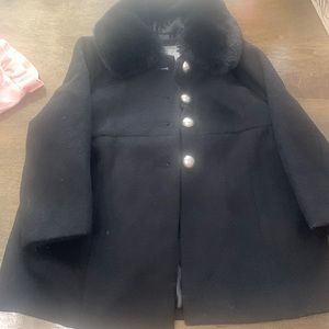 Dress coat fur on neckline
